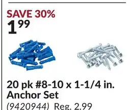 Princess Auto 20 pk #8-10 x 1-1/4 in. Anchor Set offer
