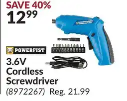Princess Auto 3.6V Cordless Screwdriver offer