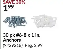 Princess Auto 30 pk #6-8 x 1 in. Anchors offer