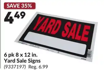 Princess Auto 6 pk 8 x 12 in. Yard Sale Signs offer