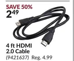 Princess Auto 4 ft HDMI 2.0 Cable offer