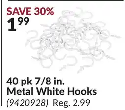 Princess Auto 40 pk 7/8 in. Metal White Hooks offer