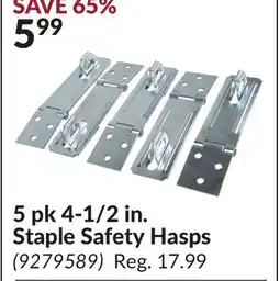 Princess Auto 5 pk 4-1/2 in. Staple Safety Hasps offer