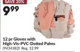Princess Auto 12 pr Gloves with High-Vis-PVC-Dotted Palms offer