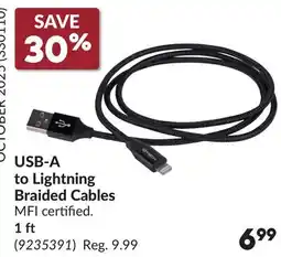 Princess Auto USB-A to Lightning Braided Cables offer