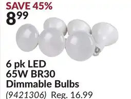 Princess Auto 6 pk LED 65W BR30 Dimmable Bulbs offer