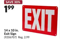 Princess Auto 14 x 10 in. Exit Sign offer