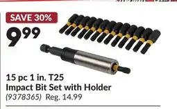 Princess Auto 15 pc 1 in. T25 Impact Bit Set with Holder offer