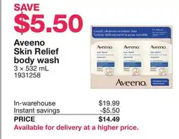 Costco Aveeno Skin Relief body wash offer