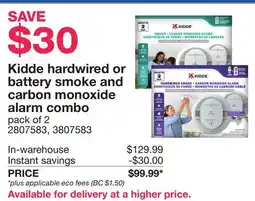 Costco Kidde hardwired or battery smoke and carbon monoxide alarm combo offer