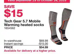 Costco Tech Gear 5.7 Mobile Warming heated socks offer