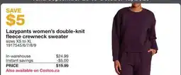 Costco Lazypants women's double-knit fleece crewneck sweater offer