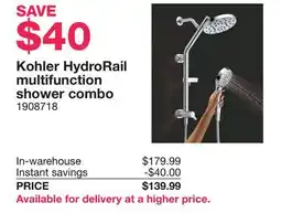 Costco Kohler HydroRail multifunction shower combo offer