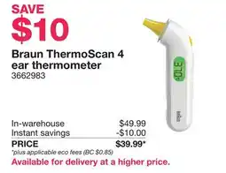 Costco Braun ThermoScan 4 ear thermometer offer