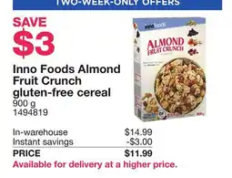 Costco Inno Foods Almond Fruit Crunch gluten-free cereal offer