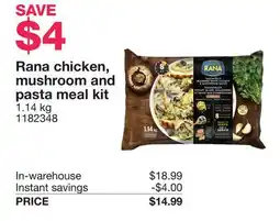Costco Rana chicken, mushroom and pasta meal kit offer