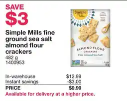 Costco Simple Mills fine ground sea salt almond flour crackers offer