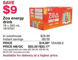 Costco Zoa energy drink offer