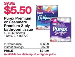 Costco Purex Premium or Cashmere Premium 2-ply bathroom tissue offer