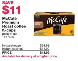 Costco McCafé Premium Roast coffee K-cups offer