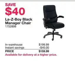 Costco La-Z-Boy Black Manager Chair offer