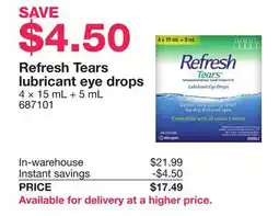 Costco Refresh Tears lubricant eye drops offer