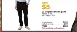 Costco 32 Degrees men's pant offer
