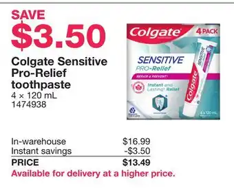 Costco Colgate Sensitive Pro-Relief toothpaste offer