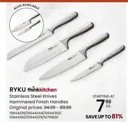 Stokes RYKU thinkkitchen Stainless Steel Knives Hammered Finish Handles offer