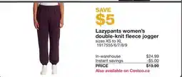 Costco Lazypants women's double-knit fleece jogger offer