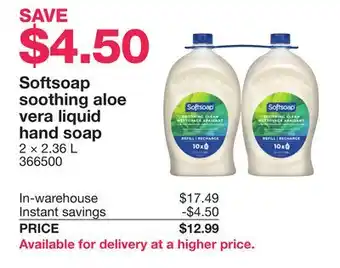Costco Softsoap soothing aloe vera liquid hand soap offer