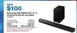 Costco Samsung HW-Q60CF/ZC 3.1. 2 channel Q-Series soundbar offer