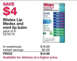 Costco Blistex Lip Medex and mint lip balm offer