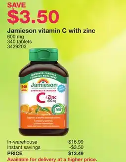 Costco Jamieson vitamin C with zinc 600 mg 340 tablets offer