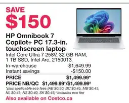 Costco HP Omnibook 7 Copilot+ PC 17.3-in. touchscreen laptop offer