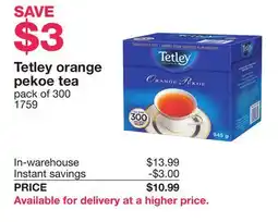 Costco Tetley orange pekoe tea pack offer