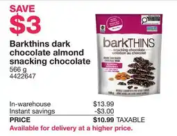 Costco Barkthins dark chocolate almond snacking chocolate offer