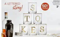 Stokes MONOGRAM Personalized Double Old-Fashion Glasses with Gold Rim offer