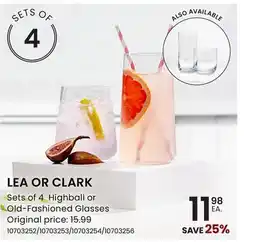 Stokes LEA OR CLARK Sets of 4 Highball or Old-Fashioned Glasses offer