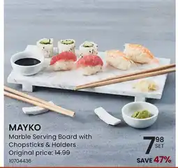 Stokes MAYKO Marble Serving Board with Chopstick & Holders offer
