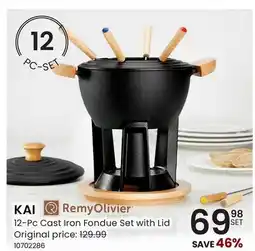 Stokes KAI 12-Pc Cast Iron Fondue Set with Lid offer