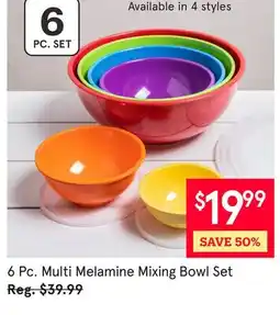 Kitchen Stuff Plus 6 Pc. Multi Melamine Mixing Bowl Set offer