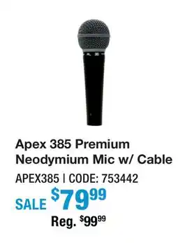 Long & McQuade Apex 385 Premium Neodymium Microphone with Cable offer