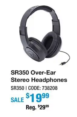 Long & McQuade SR350 OVER-EAR STEREO HEADPHONES offer
