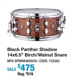 Long & McQuade Black Panther Shadow 14x6.5'' Birch/Walnut Snare offer