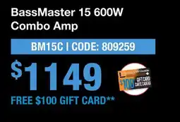 Long & McQuade BASSMASTER 15 600W COMBO AMP offer