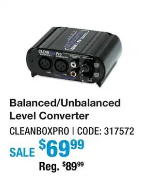 Long & McQuade BALANCED/UNBALANCED LEVEL CONVERTER offer