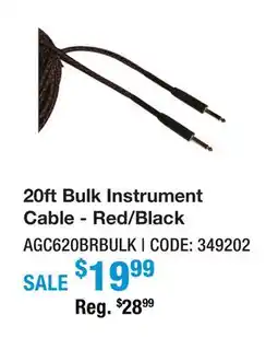 Long & McQuade 20ft Bulk Instrument Cable-Red/Black offer