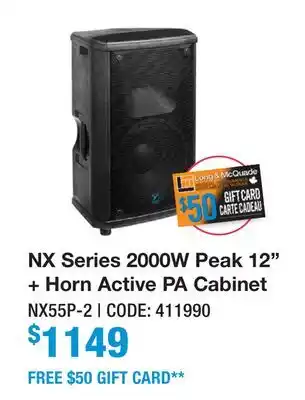 Long & McQuade NX Series 2000W Peak 12 + Horn Active PA Cabinet offer