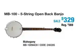 Long & McQuade MB-100 - 5-String Open Back Banjo offer